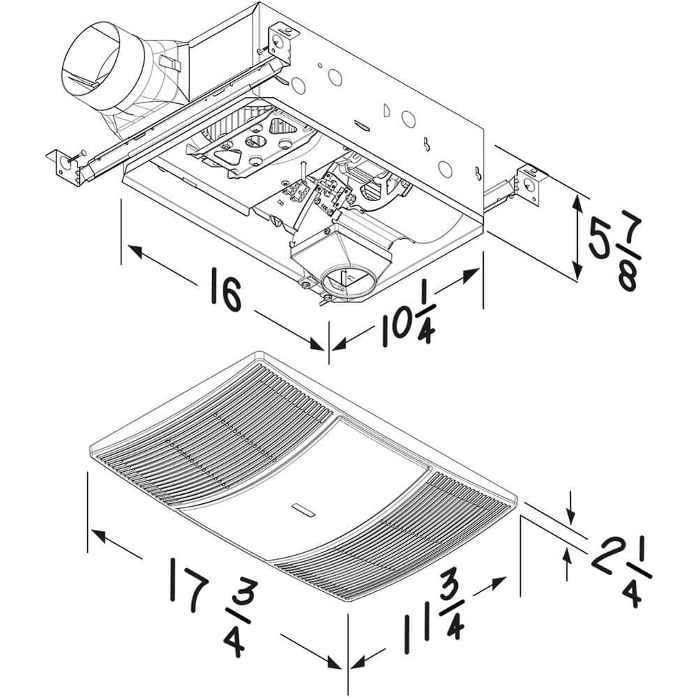 White Ceiling Mount Bathroom Exhaust Fan with Heater