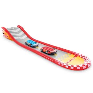 221 in. Inflatable Racing Fun Water Slide with 2 Surf Riders