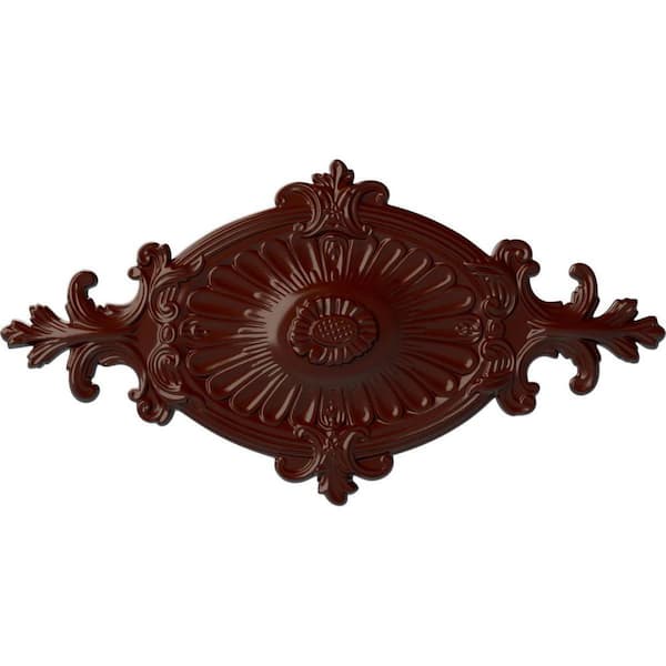 Ekena Millwork 1-1/2" x 23-1/2" x 12-1/4" Polyurethane Quentin Ceiling Medallion, Brushed Mahogany