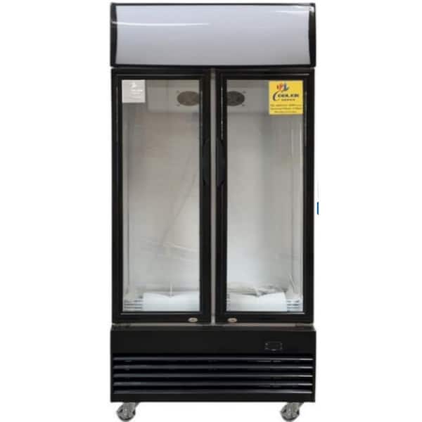 Cooler Depot 36 in. W 18 cu. ft. NSF Commercial Slim Upright Glass Door Drink Cooler Refrigerator in White