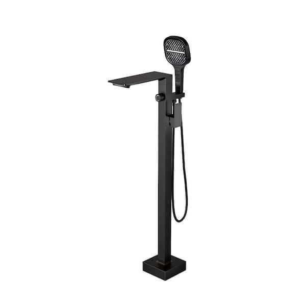 GIVING TREE Single-Handle Water-fall Bath Freestanding Tub Faucet with Handheld Shower Bathroom Faucet in. Black