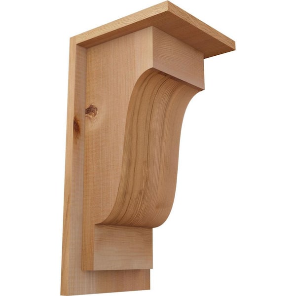 Ekena Millwork 7-1/2 in. x 8 in. x 16 in. Western Red Cedar Newport Smooth Corbel with Backplate