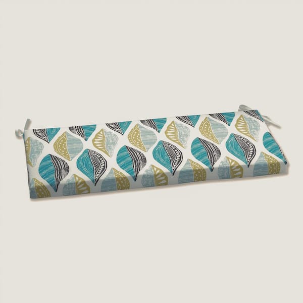 Pillow Perfect Floral Rectangular Outdoor Bench Cushion in Blue