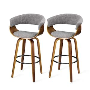 Mid-Century Modern Walnut Swivel Bar Stool (Set of 2)