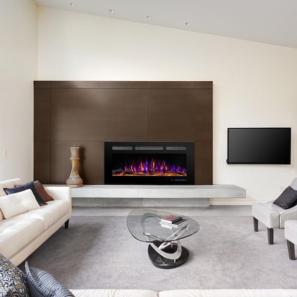 Delandgrand 72 in. Wi-Fi Electric Fireplace Insert with Logs & Crystal, 1500-Watt, 400sqt, Timer, Overheating Protection