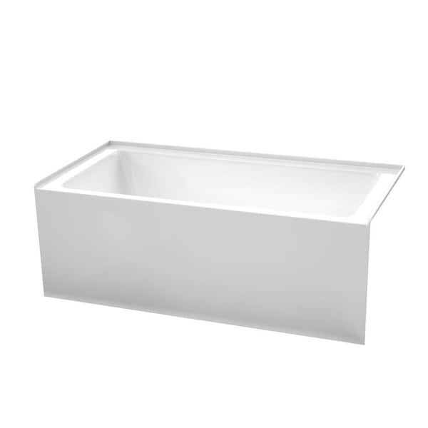 Wyndham Collection Grayley 60 in. L x 30 in. W Acrylic Right Hand Drain Rectangular Alcove Bathtub in White with Brushed Nickel Trim