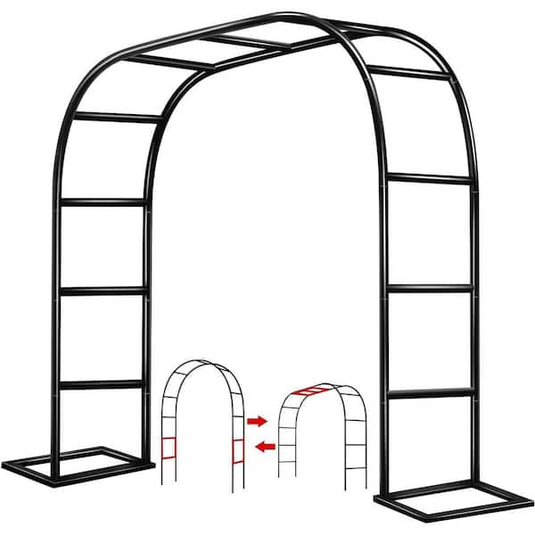 Phewnyzo 59 in. x 95 in. Metal Arbor, Garden Arch Trellis for Climbing Plants Outdoor Wedding Arches for Ceremony Party in Black