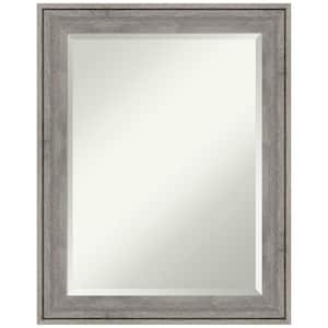 Regis Barnwood Grey 22.5 in. W x 28.5 in. H Wood Framed Beveled Wall Mirror in Gray