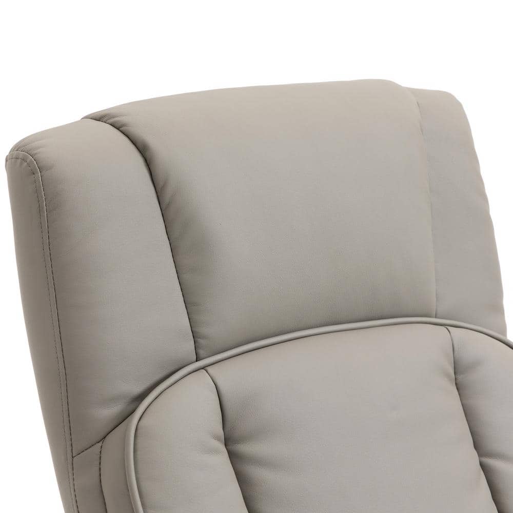 Gray Faux Leather Swivel Recliner with Ottoman