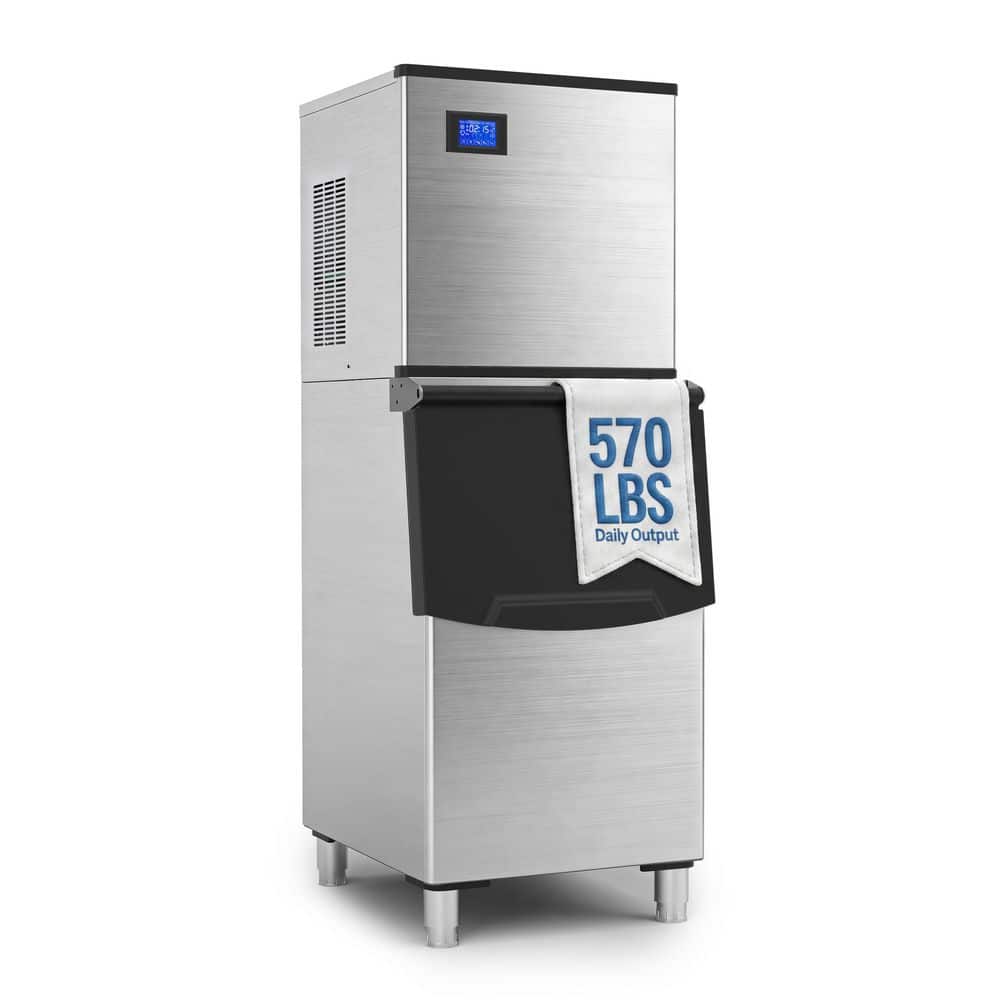23.2 in. 570 lb. Full Size Cube Freestanding Commercial Ice Maker in Silver with 380 lb. Storage price history on PriceWatchPro