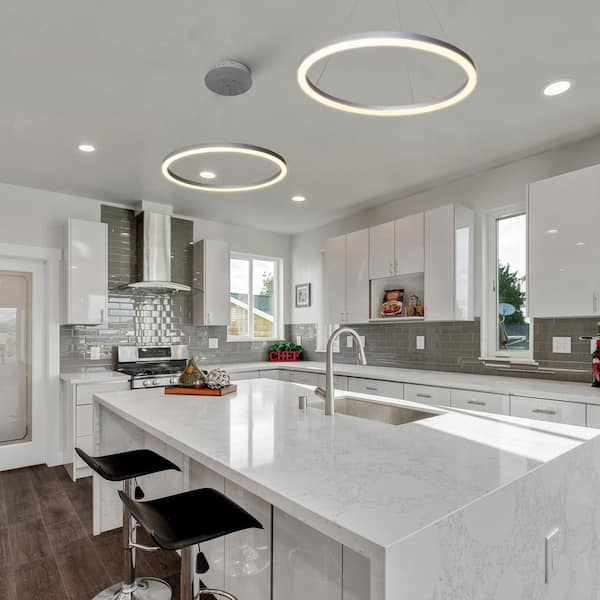 Tania 24 in. 36-Watt ETL Certified Integrated LED Height Adjustable Hanging Pendant Light Circular LED Chandelier