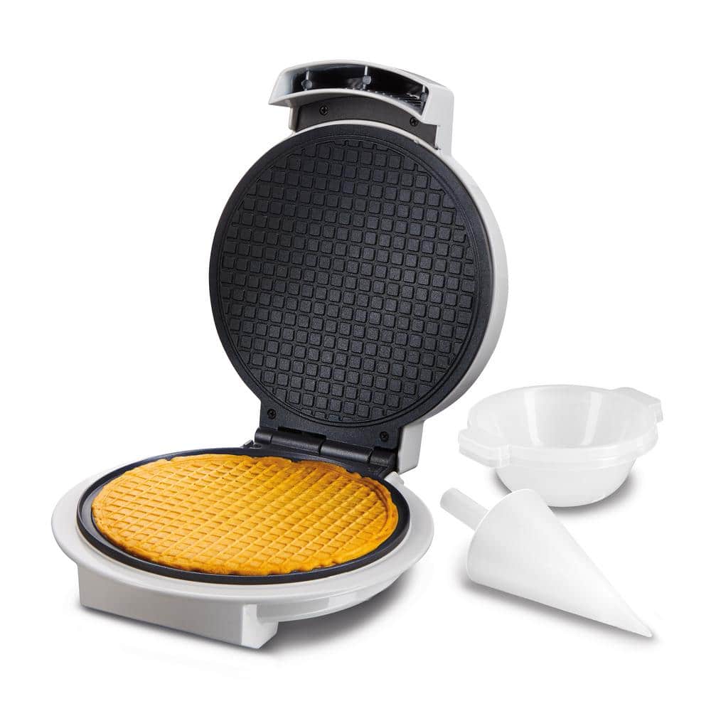 White Thermoplastic Adjustable Temperature Waffle Cone Maker