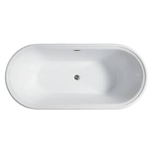 Versailles 59 in. Acrylic Flatbottom Freestanding Bathtub in White