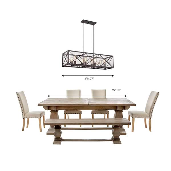 Designers Fountain - High Line 8-Light Satin Bronze Industrial Linear Chandelier for Kitchen Islands with No Bulbs Included