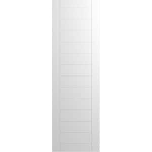 12 in. x 38 in. PVC True Fit Horizontal Slat Framed Modern Style Fixed Mount Board & Batten Shutters Pair in Unfinished