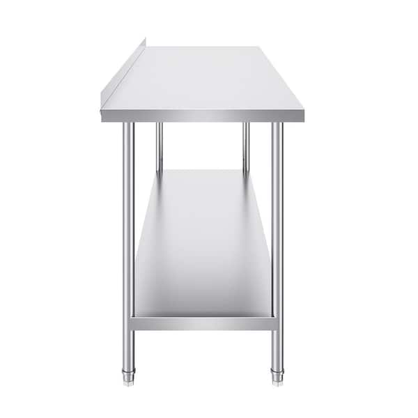 24 x 72 x 36 in. Stainless Steel Work Table, Heavy Duty Kitchen Prep Table Adjustable Height Work Table