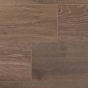 Take Home Sample - Wide Plank French Oak Grey Washed Engineered Hardwood Flooring - 5 in. X7 in.