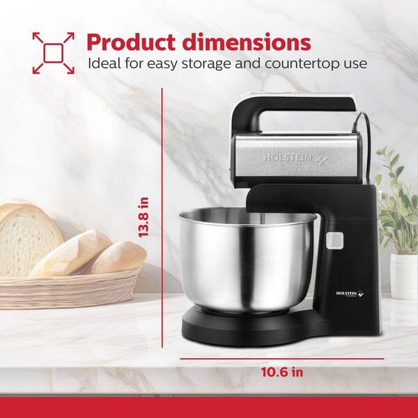 HOLSTEIN HOUSEWARES 2.9 qt. 5-Speed Hand and Stand Mixer with LED