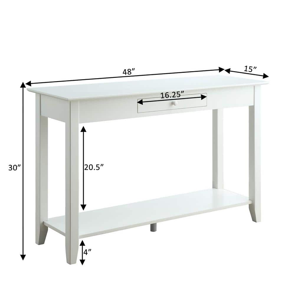 American Heritage Classic White Ash Veneer Console Table with Storage