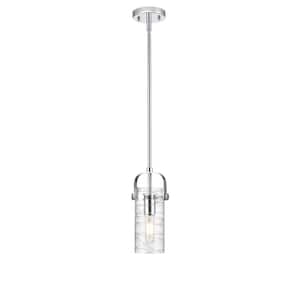 Pilaster II Cylinder 100-Watt 1 Light Polished Chrome Shaded Pendant Light with Clear glass Clear Glass Shade