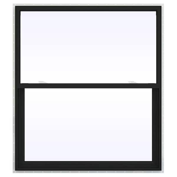 48 in. x 60 in. V-2500 Series Bronze Exterior/White Interior FiniShield Vinyl Single Hung Window, Fiberglass Mesh Screen