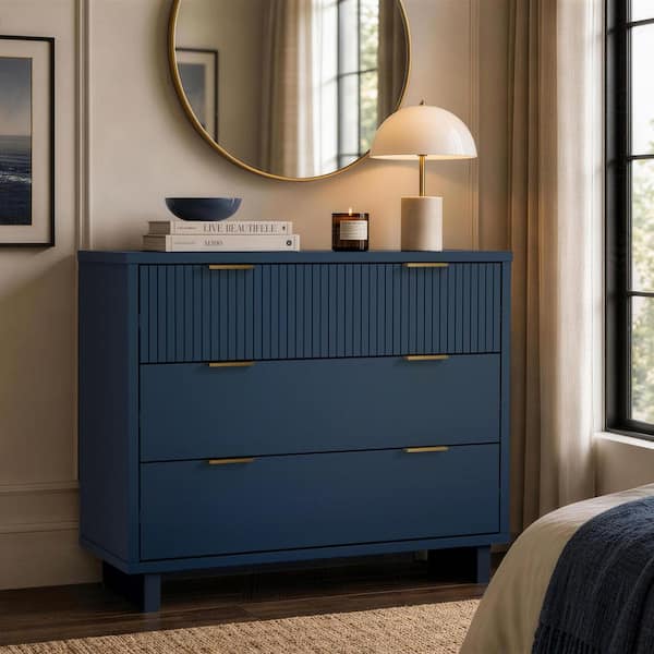 blue 3 drawer dresser Henley Scalloped Edge Dresser, Spruce - daals Its mid Manhattan Comfort Elara Contemporary Midnight