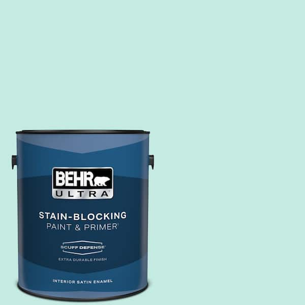 BEHR ULTRA 1 gal. #P440-2 Clear Aqua Extra Durable Satin Enamel Interior Paint & Primer