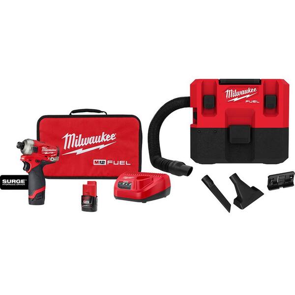 Milwaukee M12 Fuel Surge 12v Lithium Ion Brushless Cordless 14 In Hex Impact Driver Kit And M12 