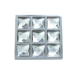 Gleam Grid Polished Chrome Square Cabinet Knob, 1.5"