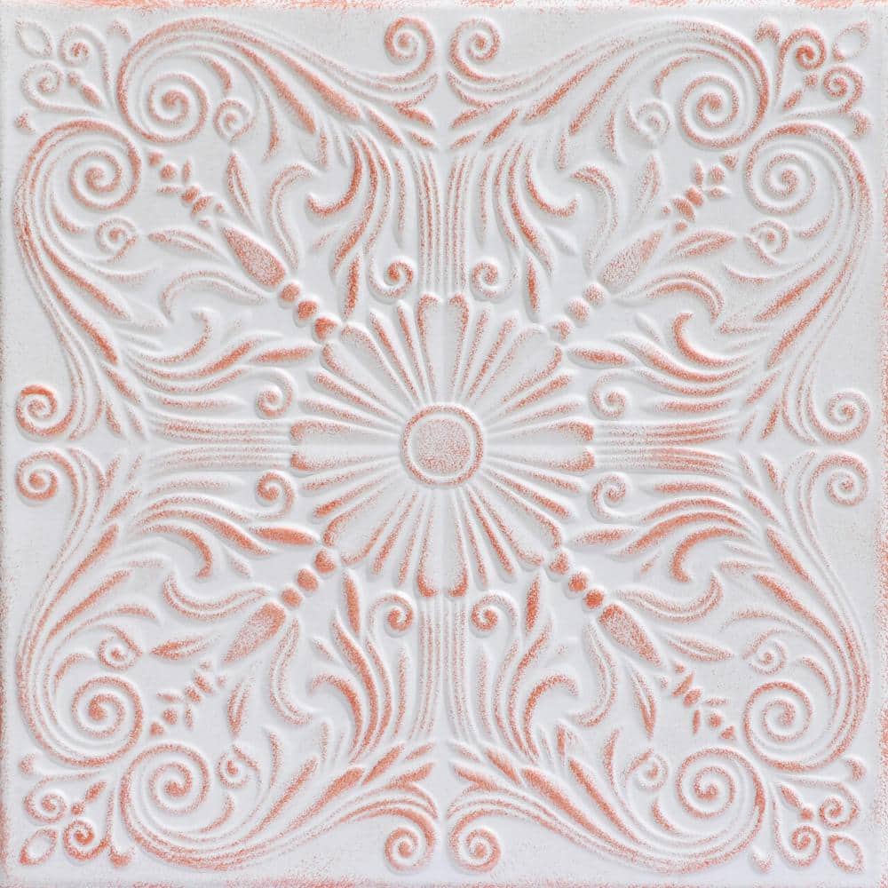 Spanish Silver White Washed Copper 1.6 ft. x 1.6 ft. Decorative Foam Glue U