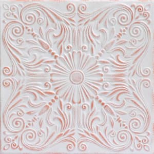 Spanish Silver White Washed Copper 1.6 ft. x 1.6 ft. Decorative Foam Glue Up Ceiling Tile (21.6 sq. ft./case)