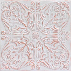 Spanish Silver White Washed Copper 1.6 ft. x 1.6 ft. Decorative Foam Glue Up Ceiling Tile (259.2 sq. ft./case)