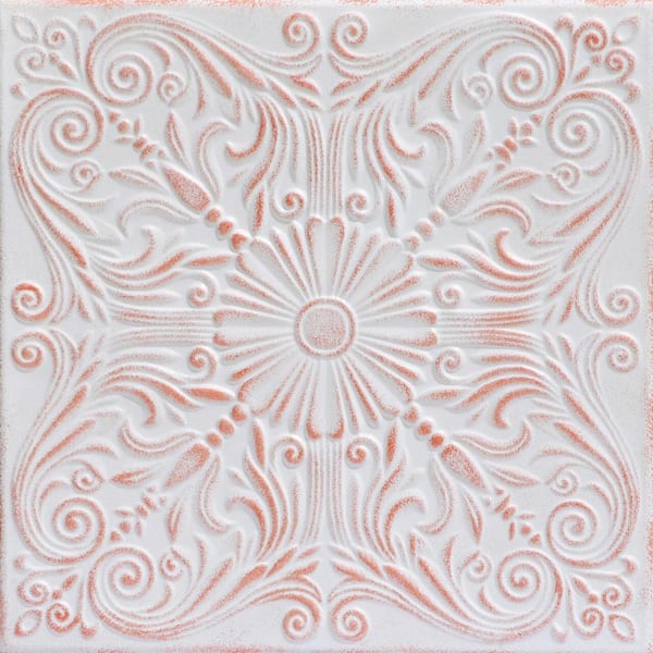 A La Maison Ceilings Spanish Silver White Washed Copper 1.6 ft. x 1.6 ft. Decorative Foam Glue Up Ceiling Tile (259.2 sq. ft./case)