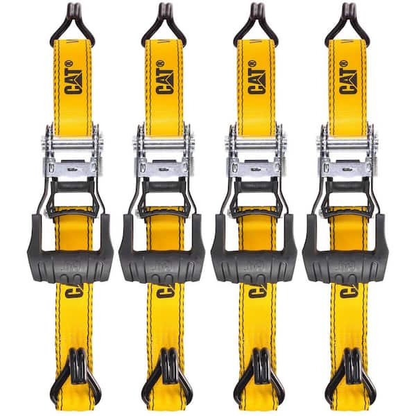 CAT 16 ft. x 1-1/2 in. Heavy-Duty Ratcheting 1000 lbs. Tie Down Set with Soft Hooks (4-Piece)