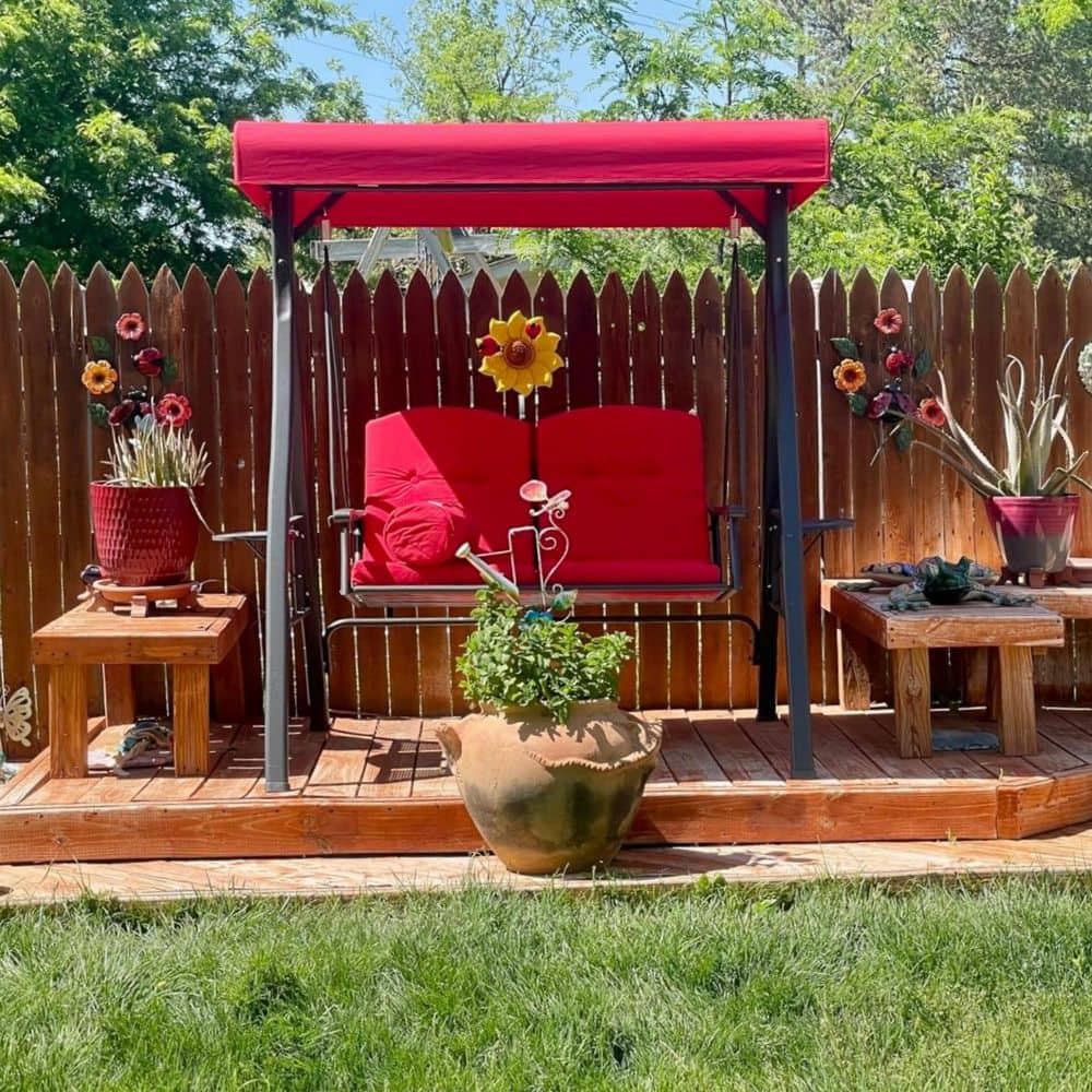 PURPLE LEAF 2-Person All-Weather Steel Frame Porch Swing with