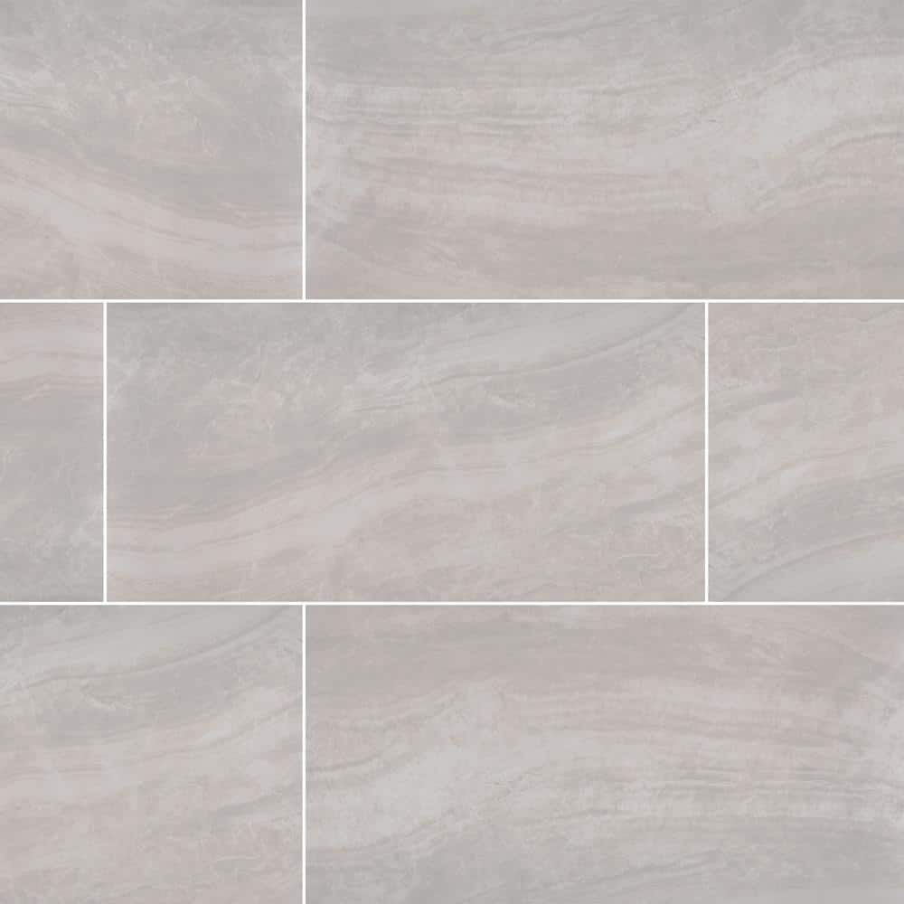 Pavia Gray 24 in. x 48 in. Matte Porcelain Stone Look Floor and Wall Tile (