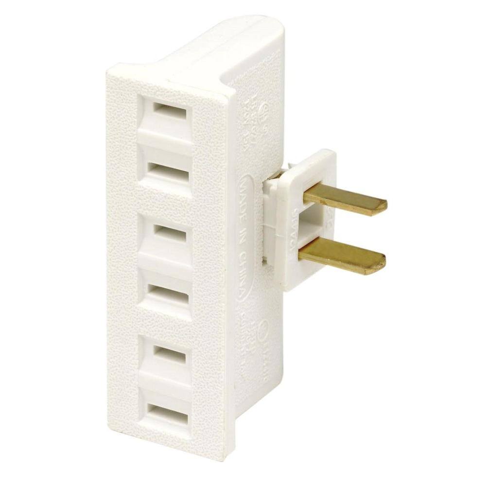 Commercial Electric 15 Amp White Swivel Triple Cube Tap 69-W - The Home ...