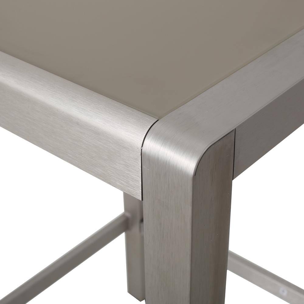 Modern Silver 5-Piece Aluminum Bar Set with Square Glass Top