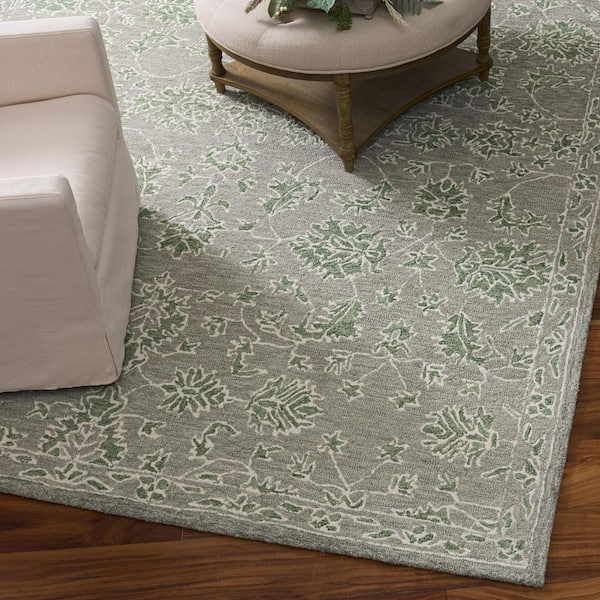 Metro 9 ft. x 12 ft. Gray/Green Persian Area Rug