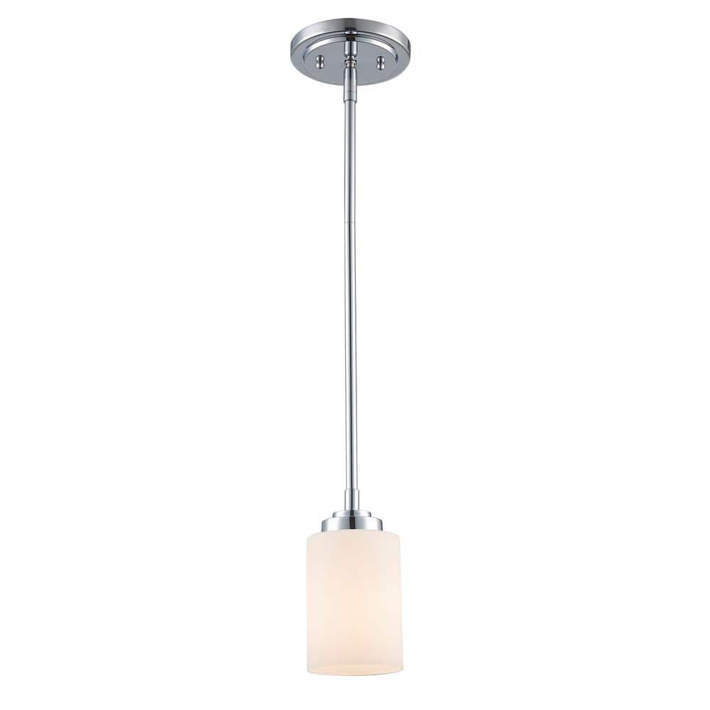 Mod Pod 1-Light Polished Chrome Mini Pendant Light Fixture with Frosted Glass Cylinder Shade -  Bel Air Lighting, 70520 PC