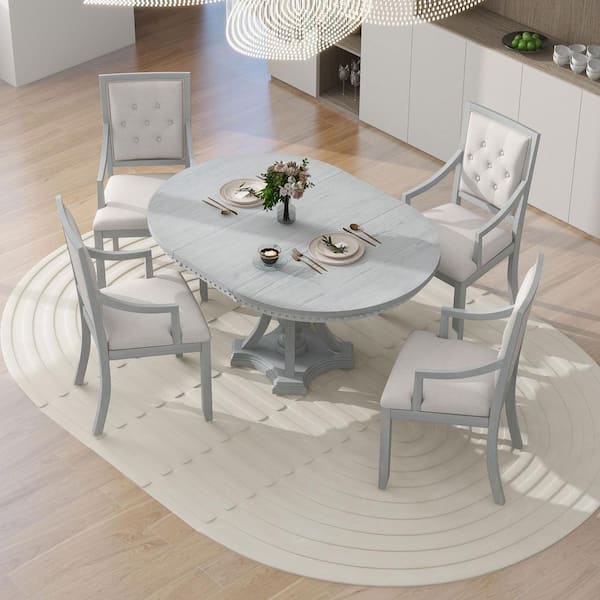 Round solid wood dining table online set