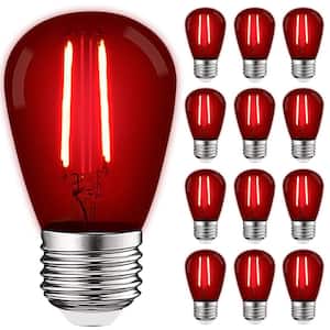 11-Watt Equivalent S14 Edison LED Red Light Bulb, 0.5-Watt, Outdoor String Light Bulb, UL, E26 Base, Wet Rated (12-Pack)