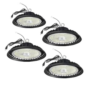 12in.600-Watt Equivalent Integrated LED Dimmable Black High Bay Light,5000K Daylight UFO High Bay Light 28000Lm 3Pack