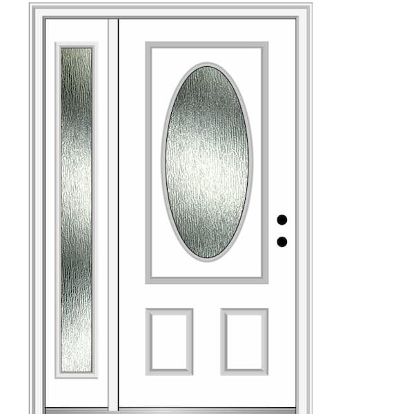 MMI Door 48 in. x 80 in. Left-Hand Inswing Rain Glass Primed Fiberglass Prehung Front Door on 6-9/16 in. Frame