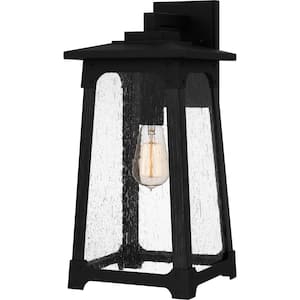 Drescher 18 in. Matte Black Hardwired Outdoor Wall Lantern Sconce