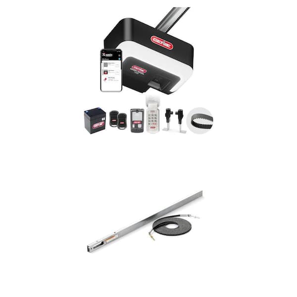 1-1/4 HP Smart Belt Garage Door Opener with LED Lighting, Battery Backup and 8 ft. Rail Extension Kit