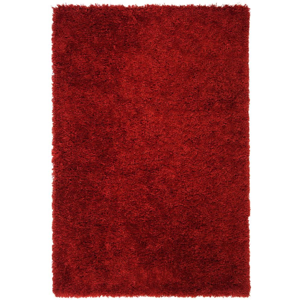 Rust Hand-Tufted Synthetic Shag Area Rug 3' x 5'