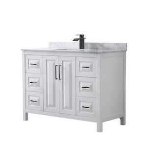 Daria 48 in. W x 22 in. D x 35.75 in. H Single Bath Vanity in White with White Carrara Marble Top