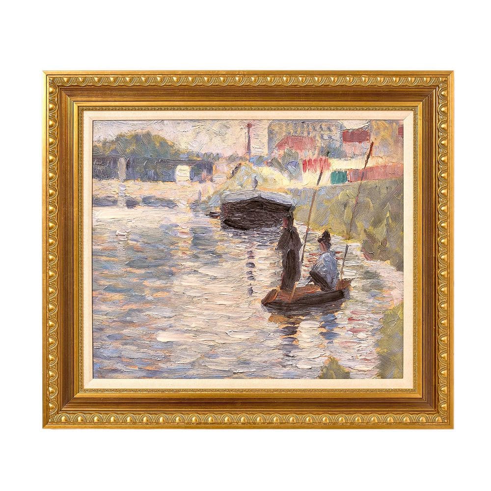 View of the Seine by Georges Seurat 1-Piece Ornate Frame Canvas Landscape Art Print 26.75 in. x 30.75 in. price history on PriceWatchPro
