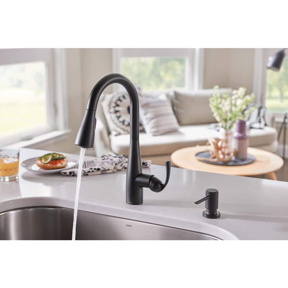 Matte Black Pull-Down Sprayer Kitchen Faucet with Soap Dispenser